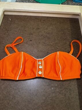 Trina Turk Orange Textured Bikini Top with White Lining